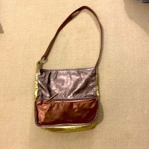 Vintage 70s gold, bronze and copper hobo bag